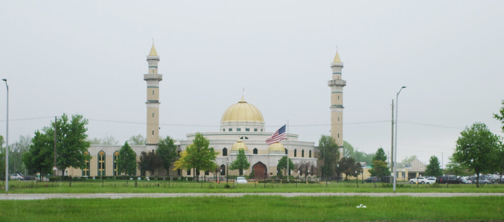 Large white Mosque in Dearborn, Michigan.