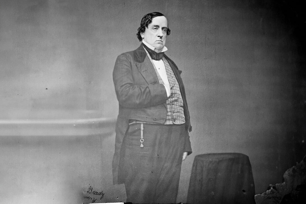 AI expanded photograph of Lewis Cass, first governor of Michigan.