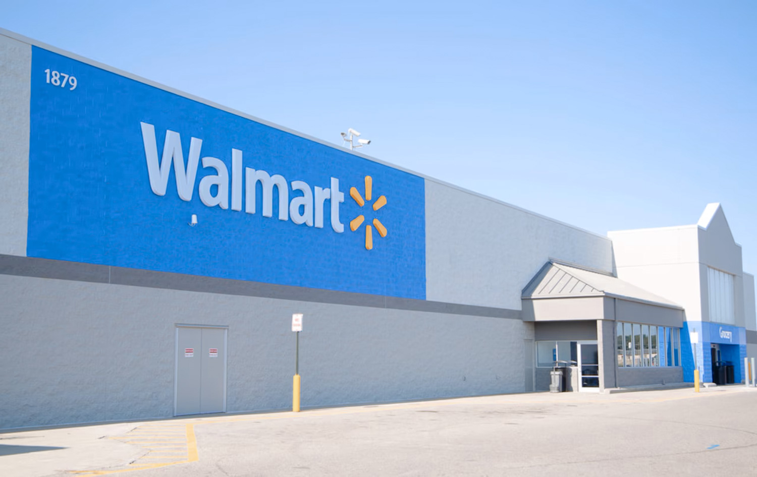 Exterior of Walmart store.