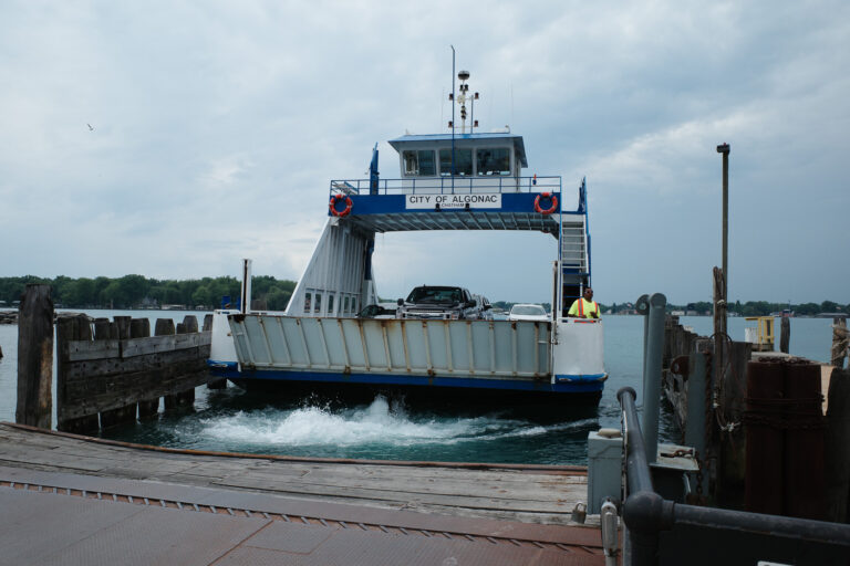 Walpole-Algonac ferry docking at Walpole Island.