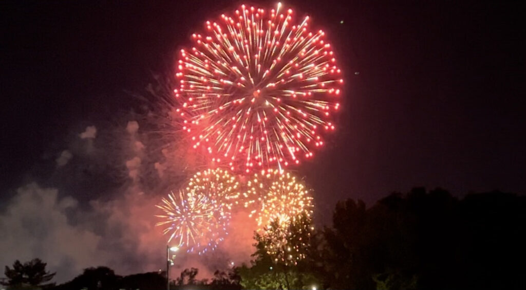 Fireworks in the sky at the Livonia Spree.