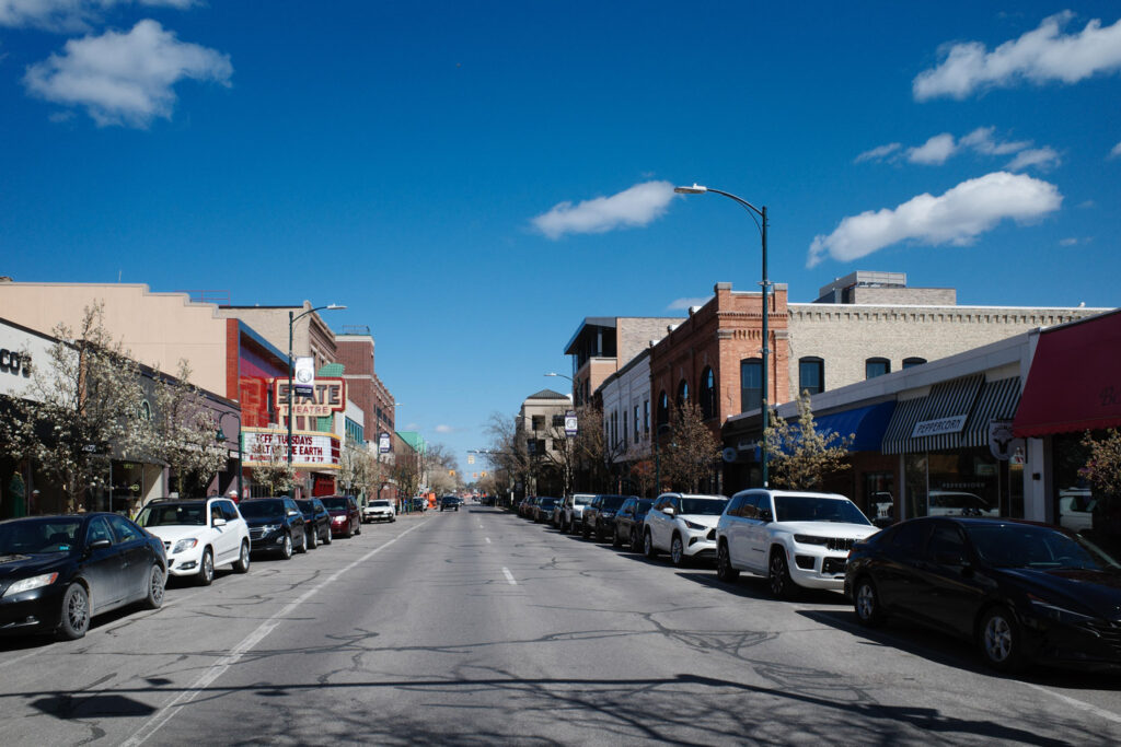 View of the main street in downtown Traverse City.