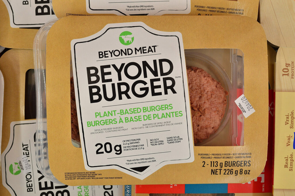 Beyond Meat Beyond Burgers in packaging.