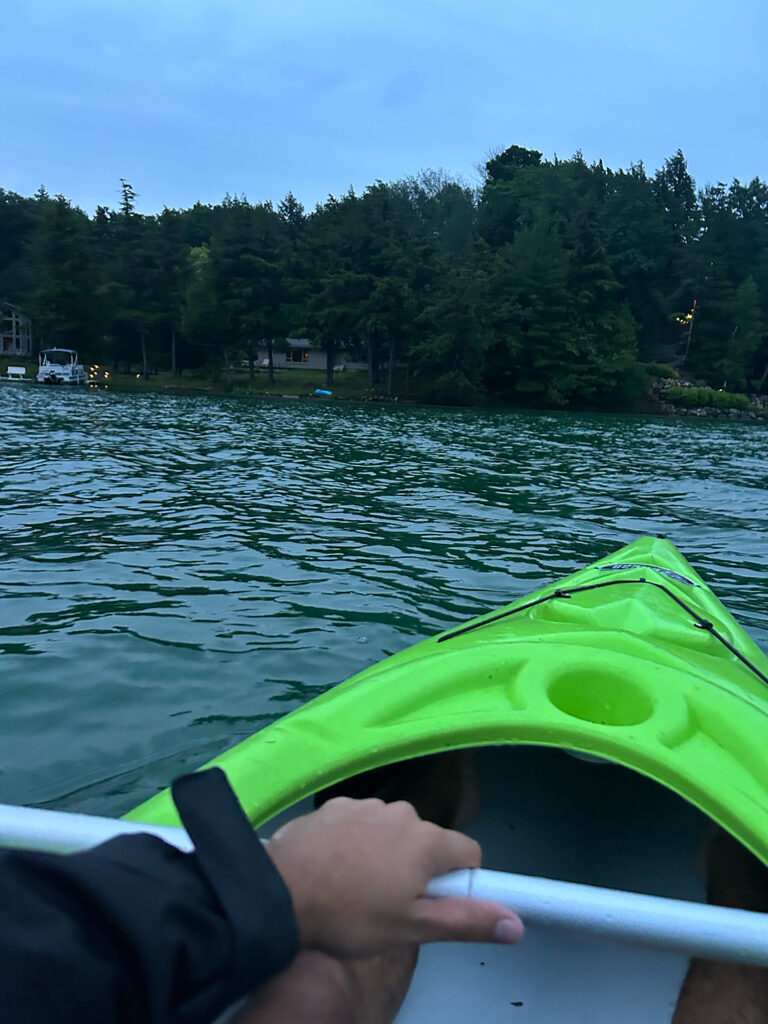 View from kayak of Hemingway cabin.