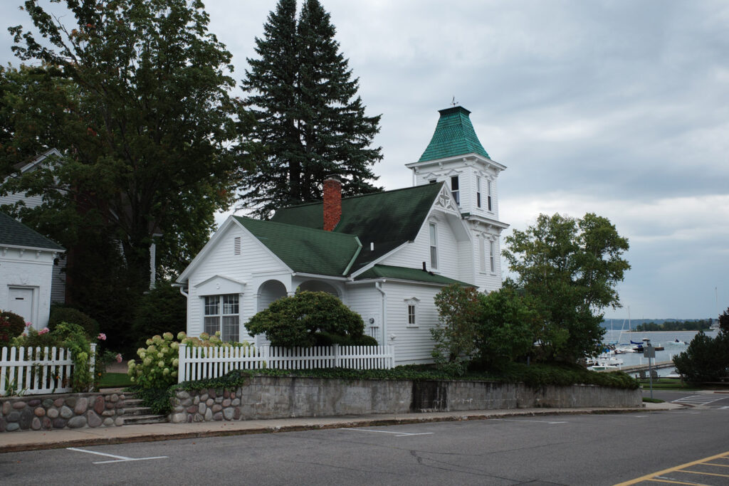 Old building on lakeshore in Harbor Springs.