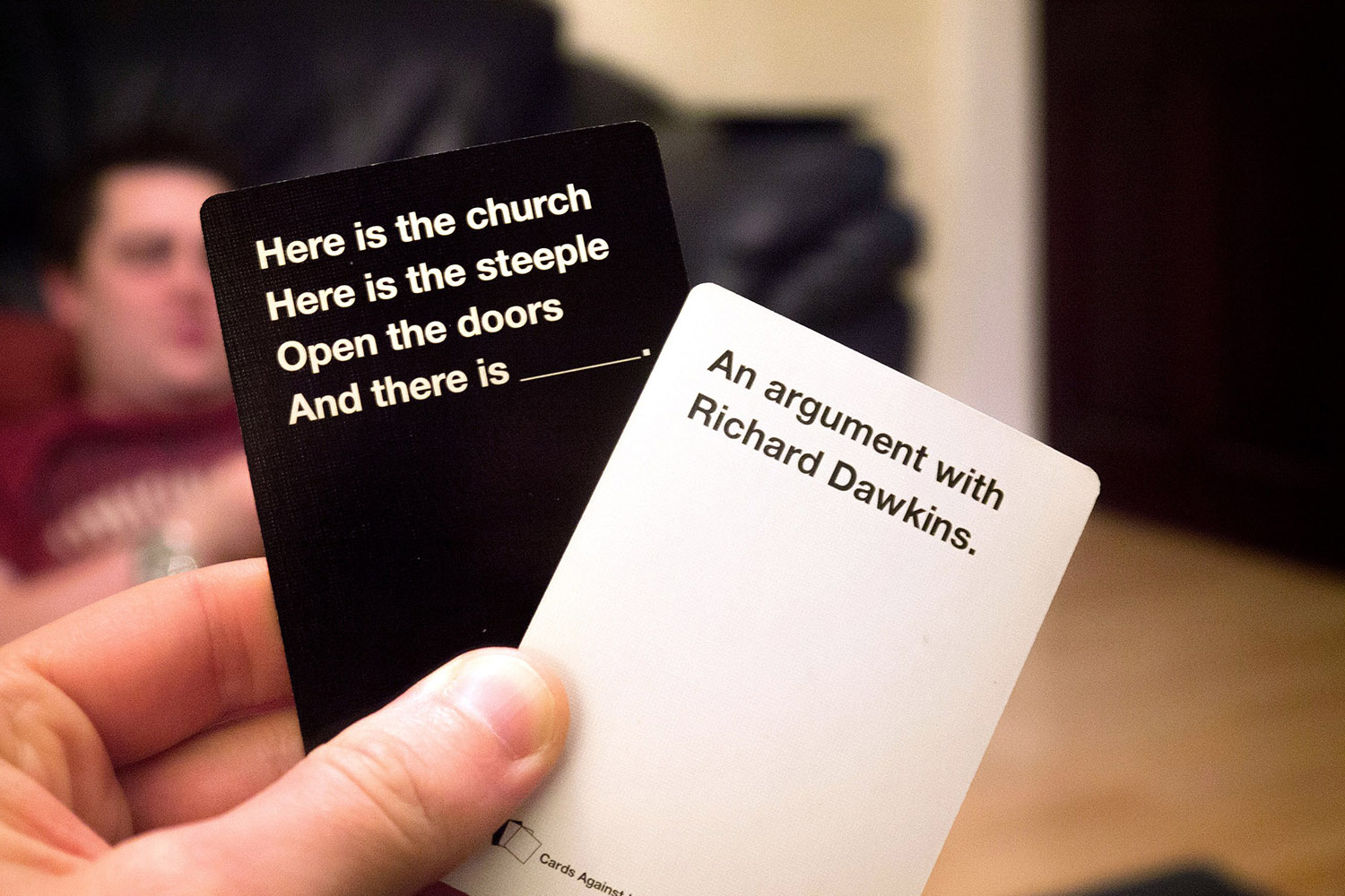 Cards against humanity cards.