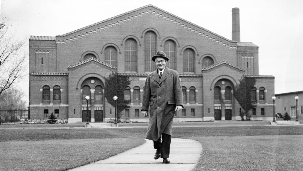 Fielding H. Yost outside Yost Field House.