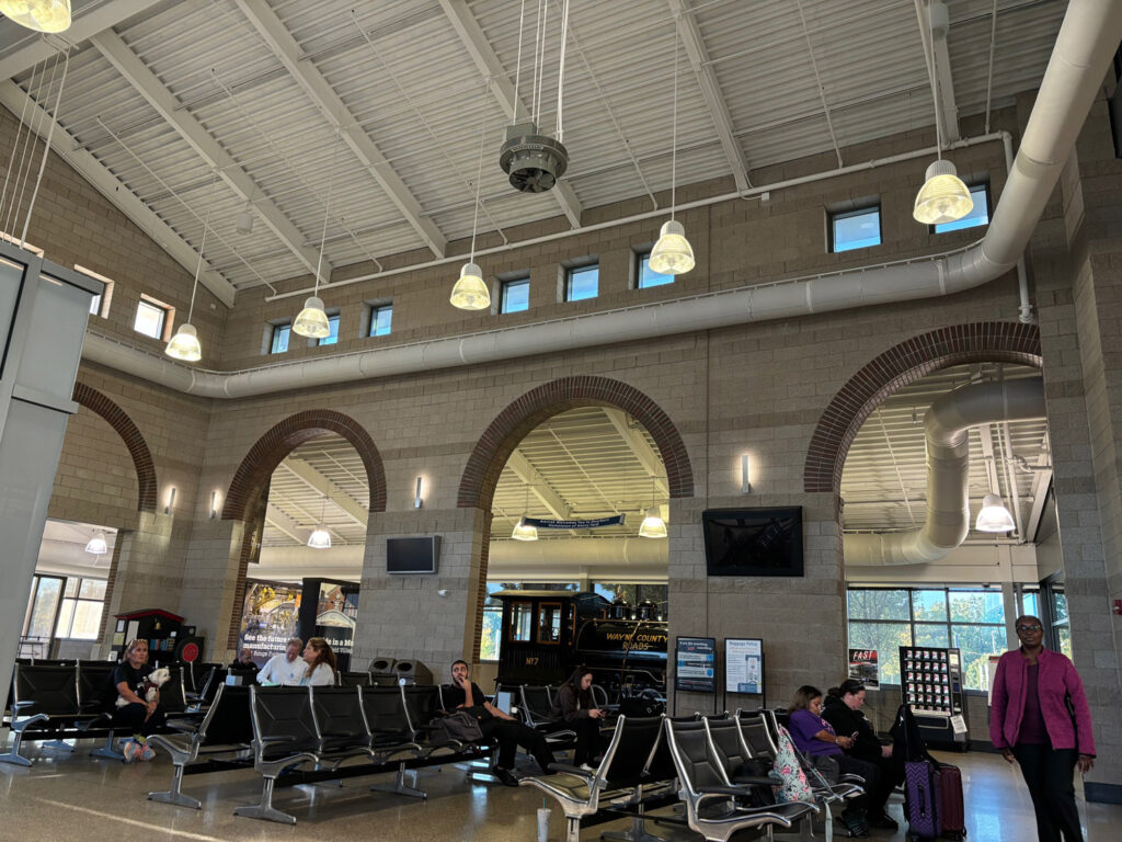 Inside Amtrak station.