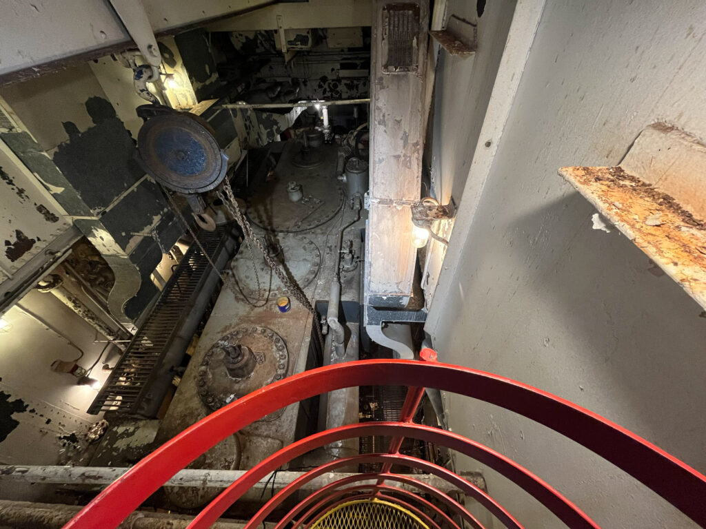 View of boiler room covered in grime