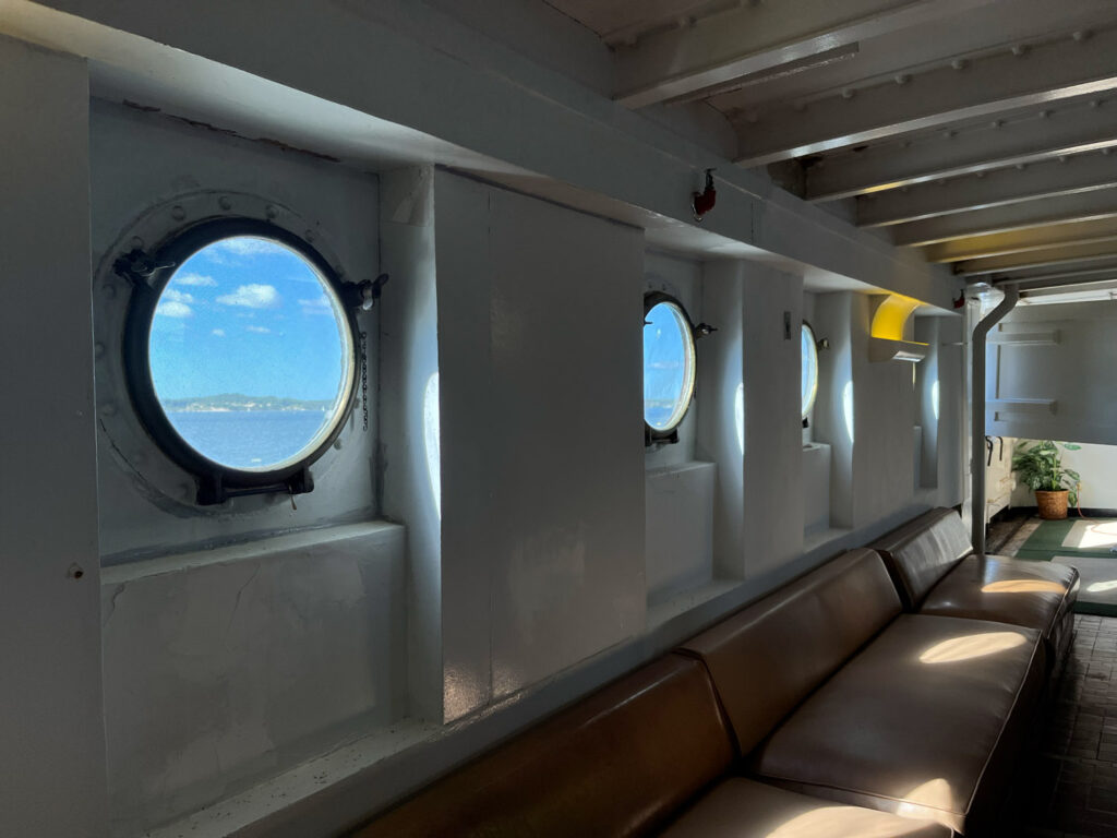 View of portholes inside boat