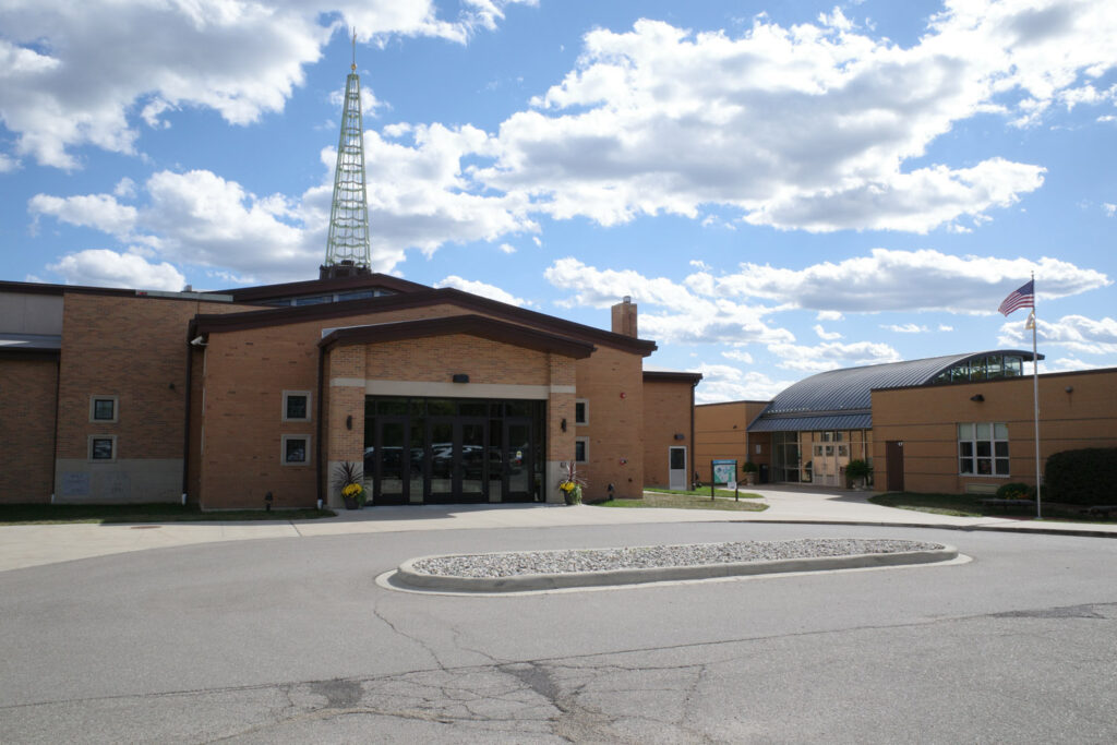 Outside of church building.