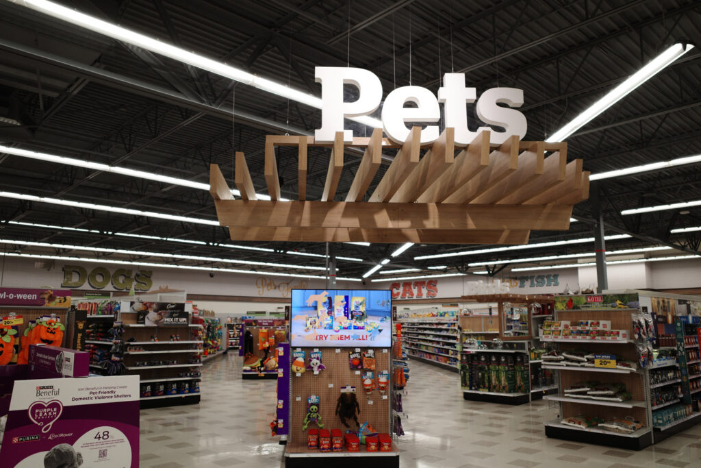 Pets section at Meijer grocery store.