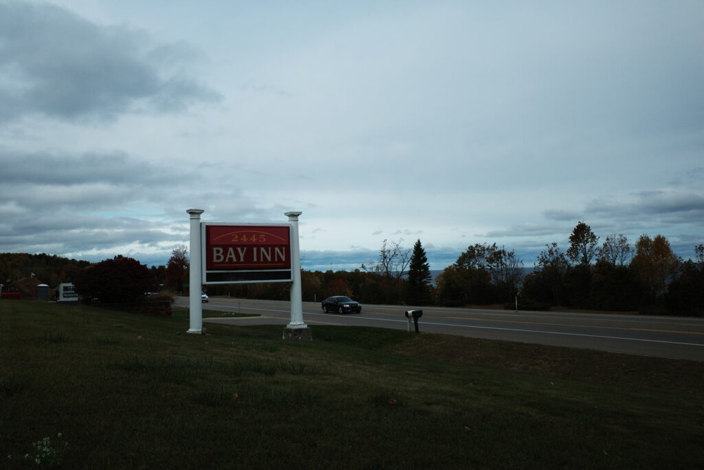 Road sign for Bay Inn.