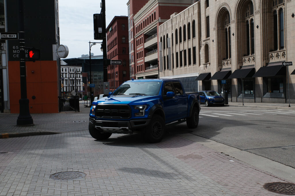 Ford truck on urban street