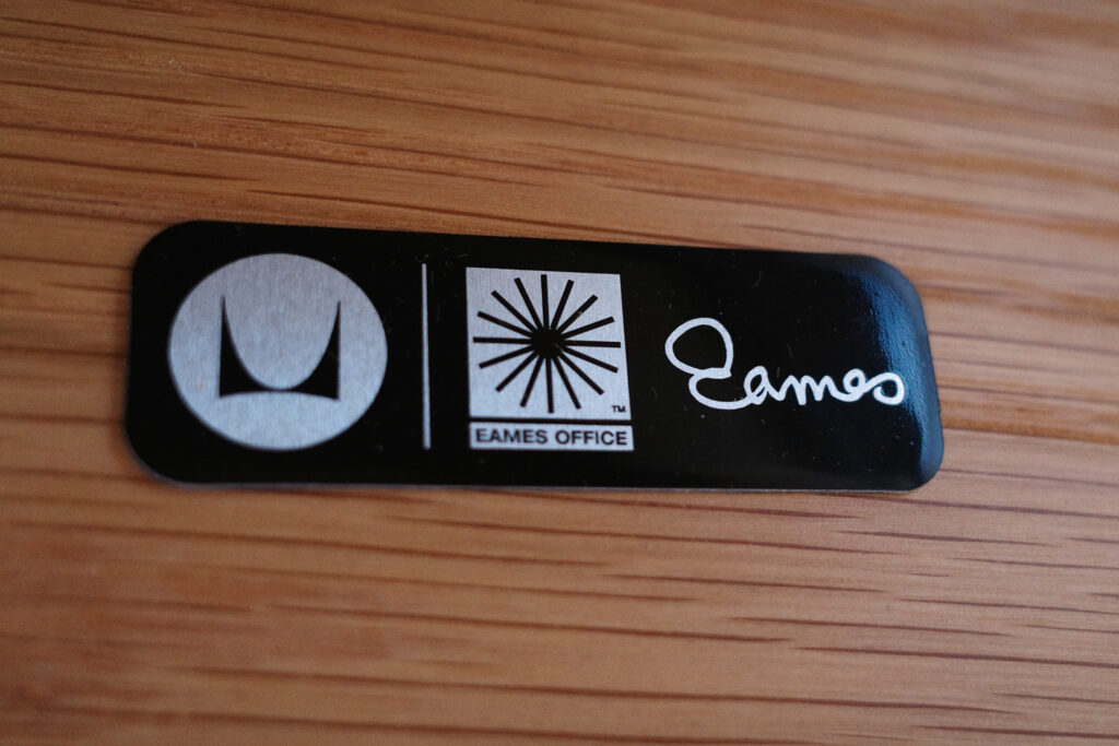 Steel stamp with Herman Miller Logo, Eames Office Logo, and Eames Signature Logo