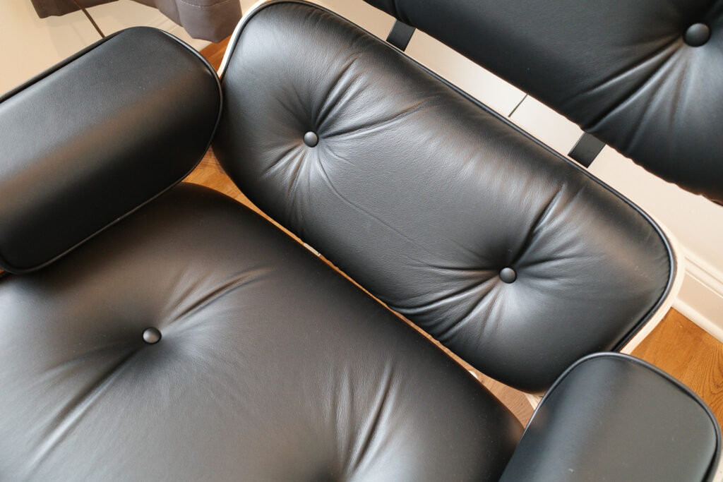 Detail of leather on Eames Lounge chair