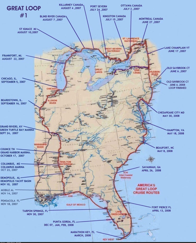 Map showing the great loop.