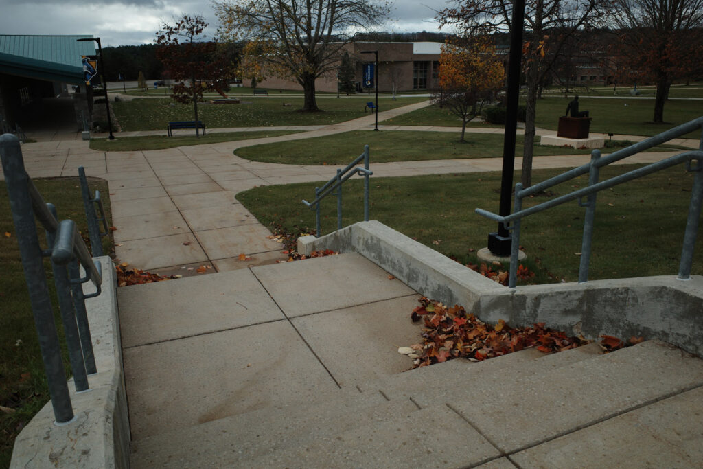 Stairs and buildings on college campus