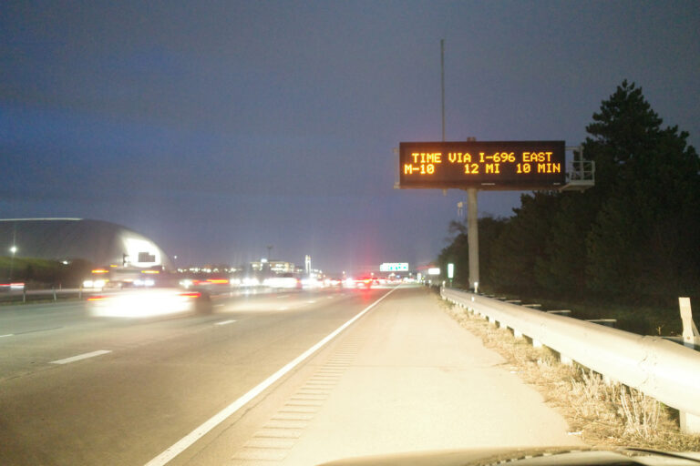 Michigan highway scene at night