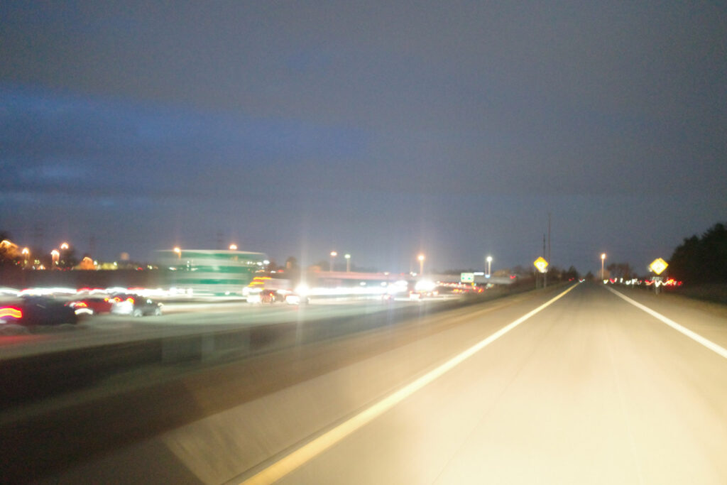 Michigan highway scene at night