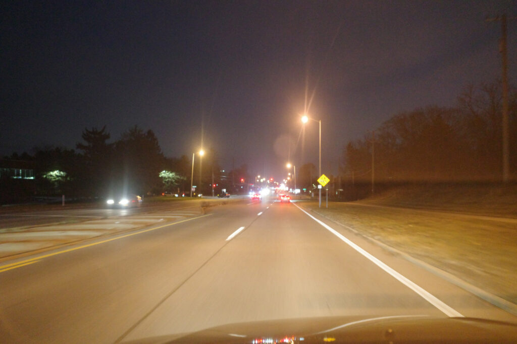 Michigan highway scene at night