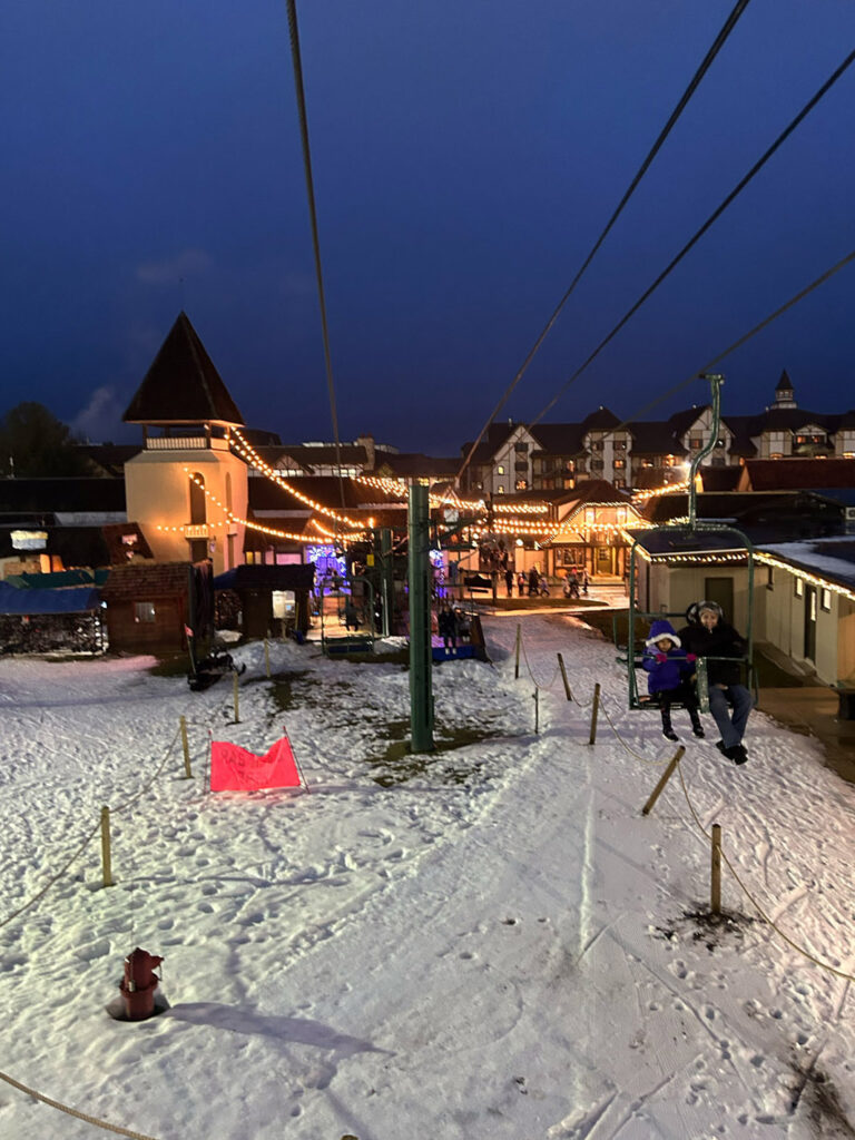 Ski lift at Boyne Mountain viewing town down the mountain