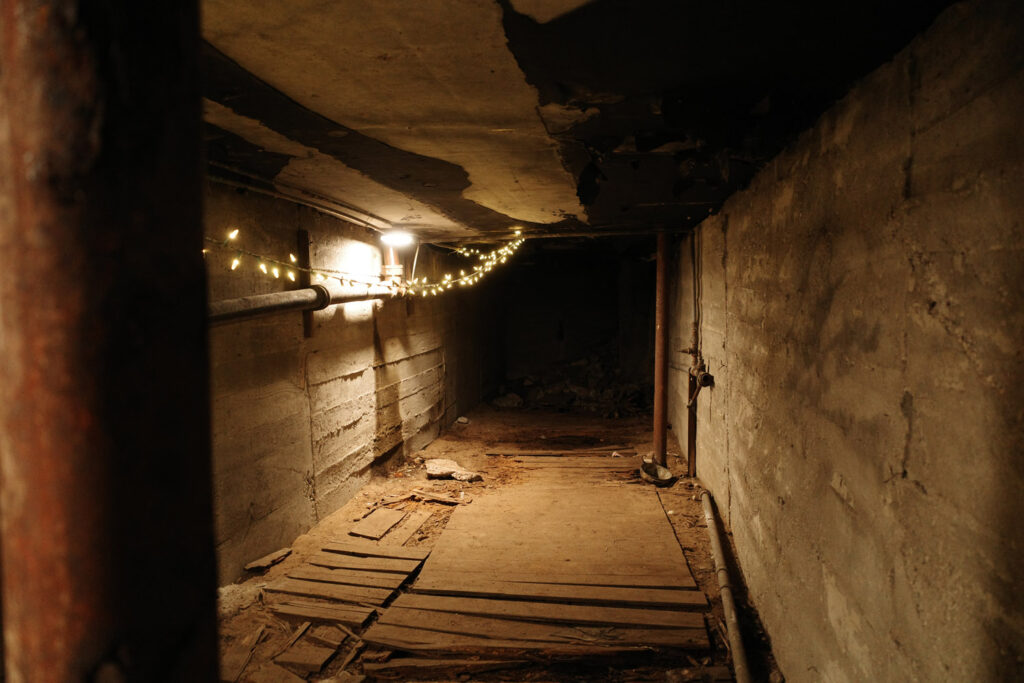 old tunnel with lights