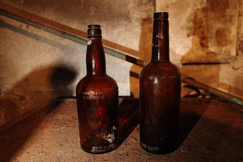 brown liquor bottles