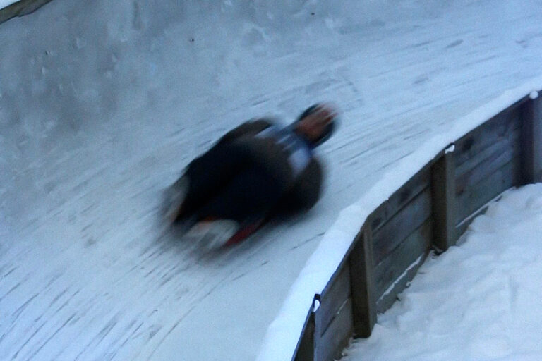 Man on ice luge