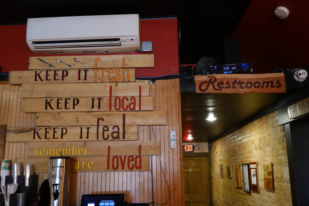 signs in woodchips barbecue