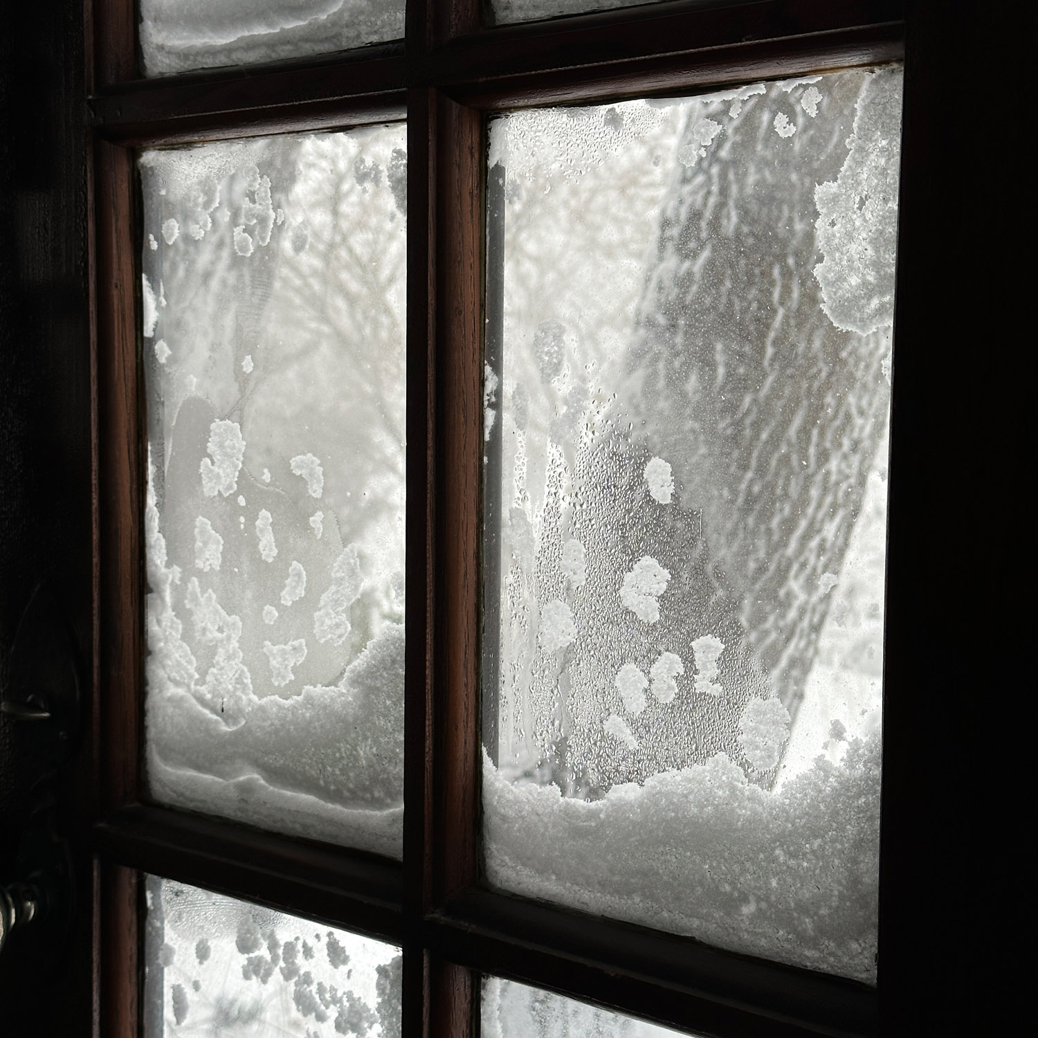 winter outside frosted windows