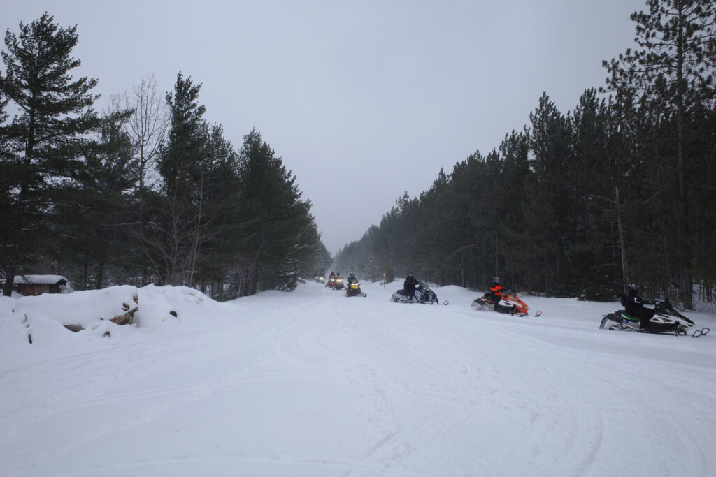 snowmobiles in snow