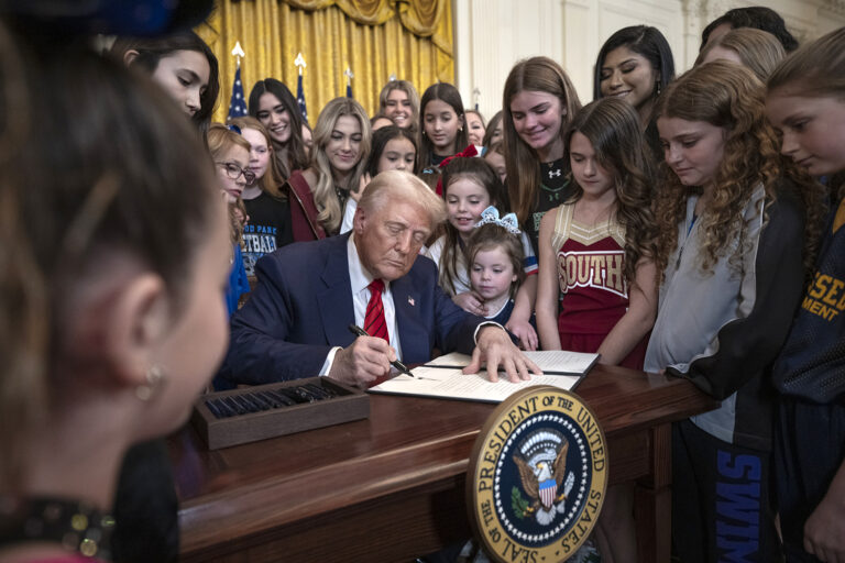 President Trump signing executive order on women's sports