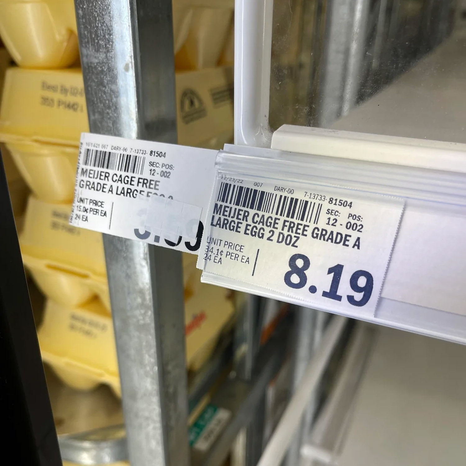 meijer eggs reading 8.19 per dozen