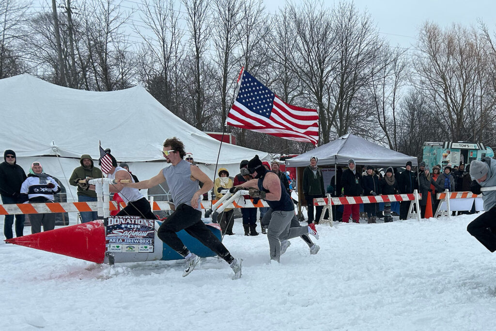 outhouse races with american flag