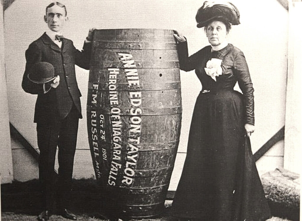 Annie Edison Taylor with barrel