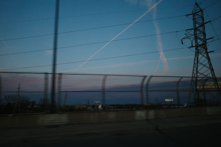 chemtrails in sunset detroit sky