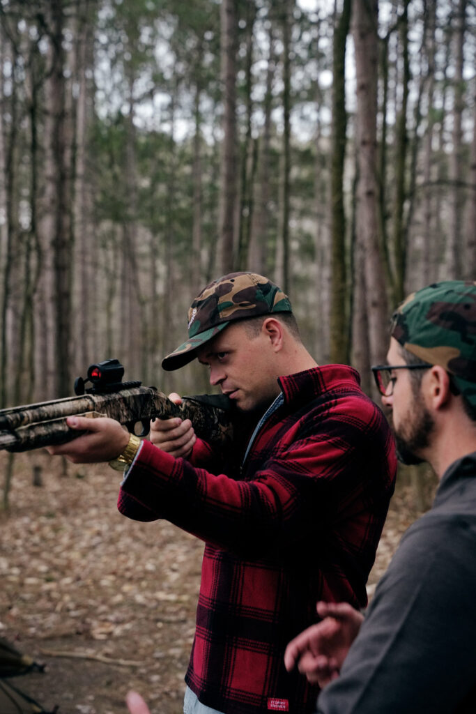 turkey hunting in woods