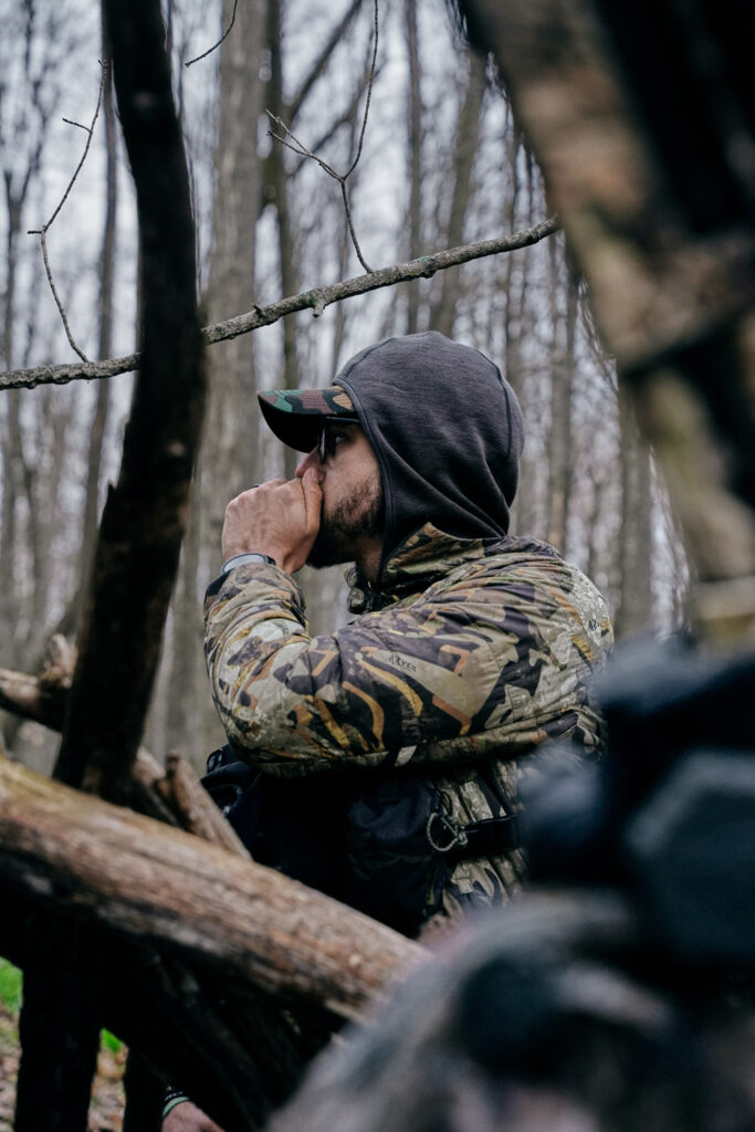 turkey hunting in woods