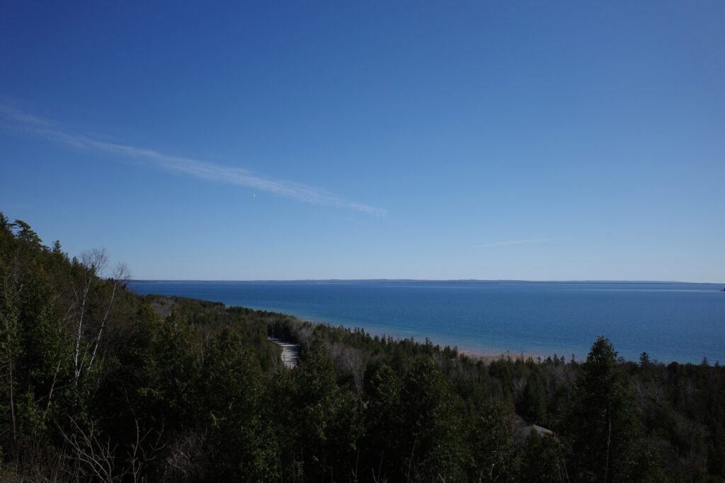 sea stack in st ignace shoreline