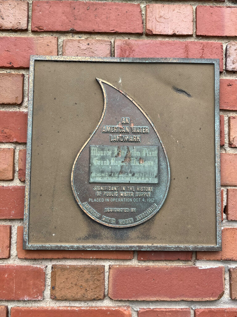 plaque reading "an american water landmark"