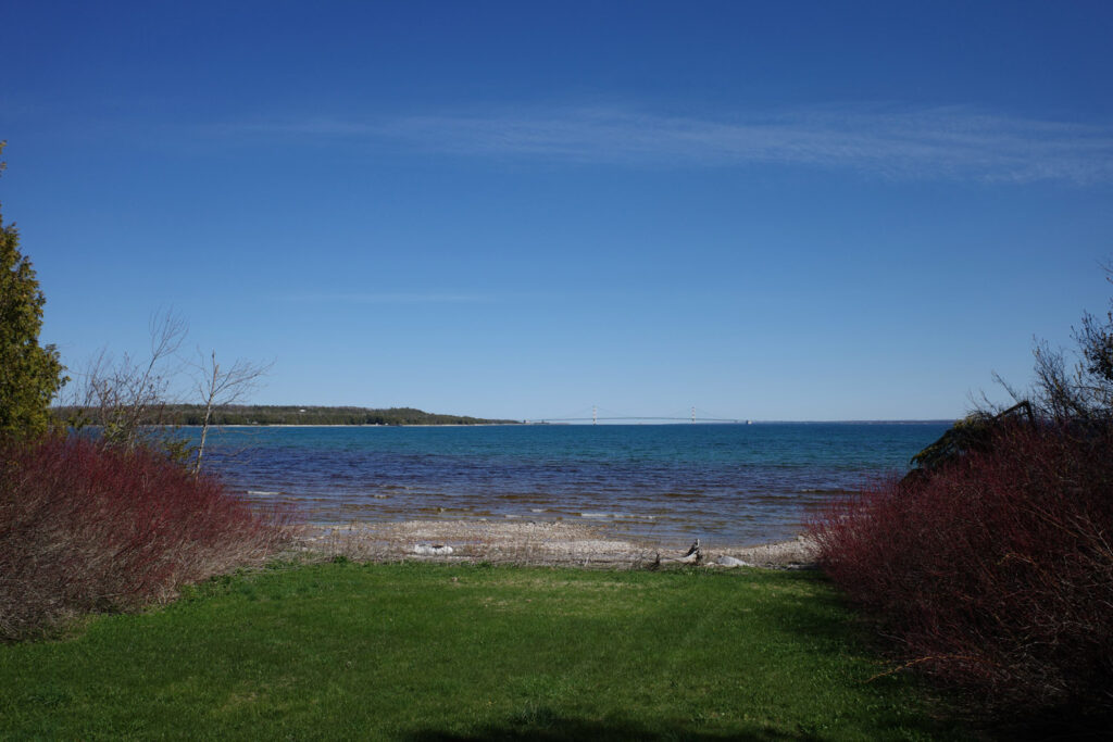 sea stack in st ignace shoreline