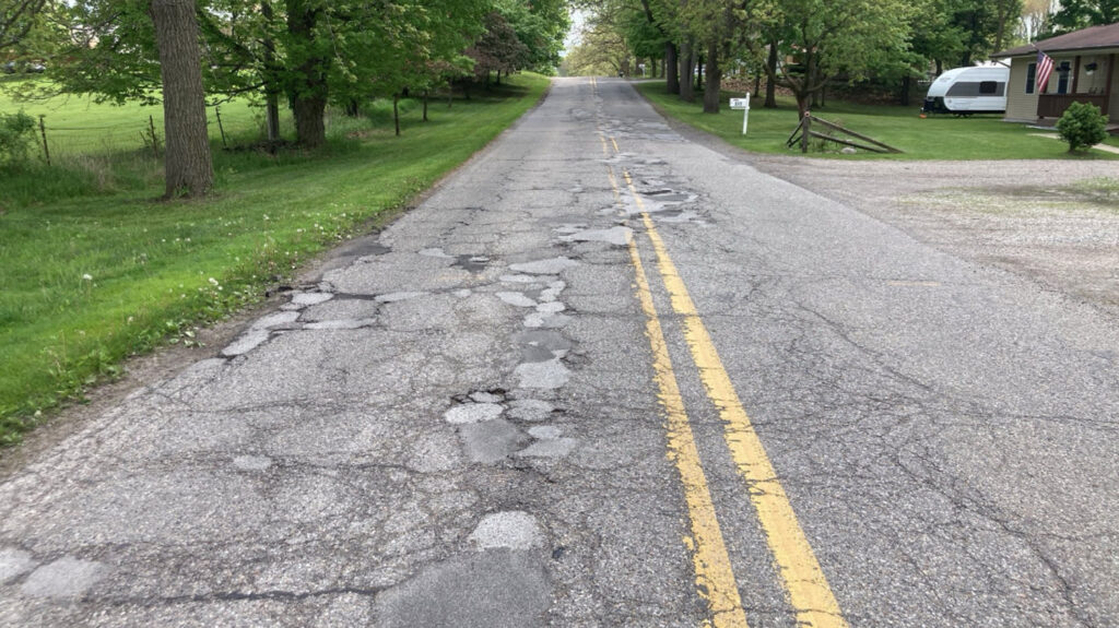 potholes in road