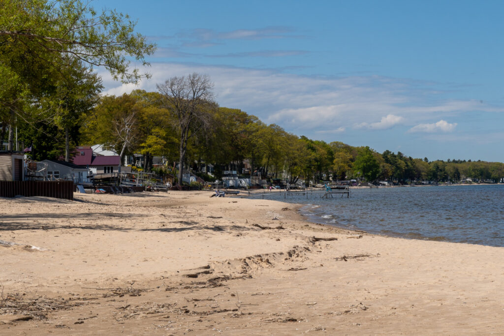 beach with cottages