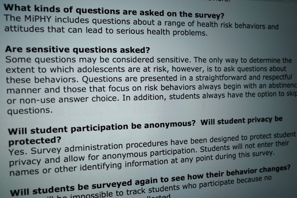 MiPHY survey parental notification form