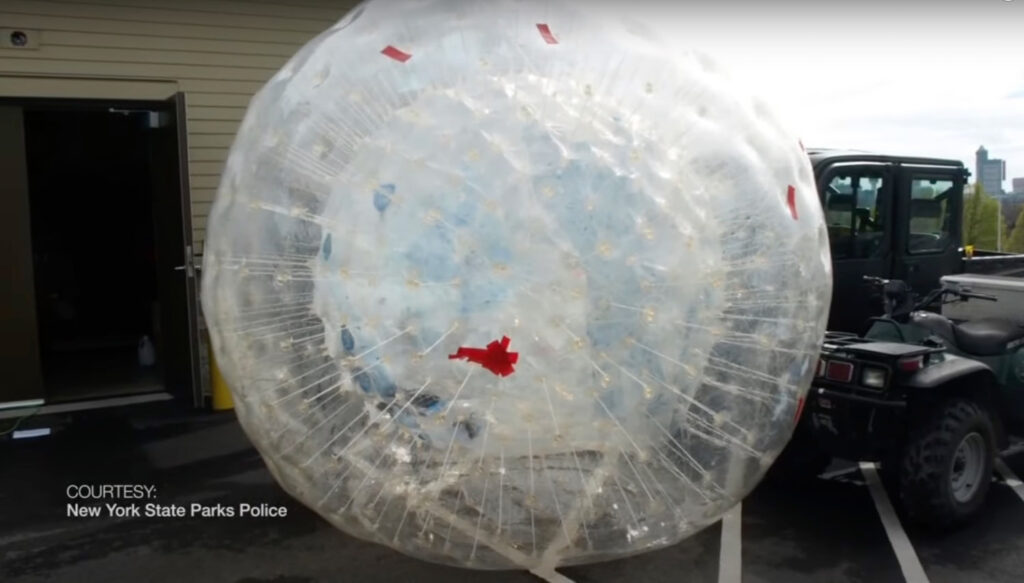 big inflatable ball used by jones