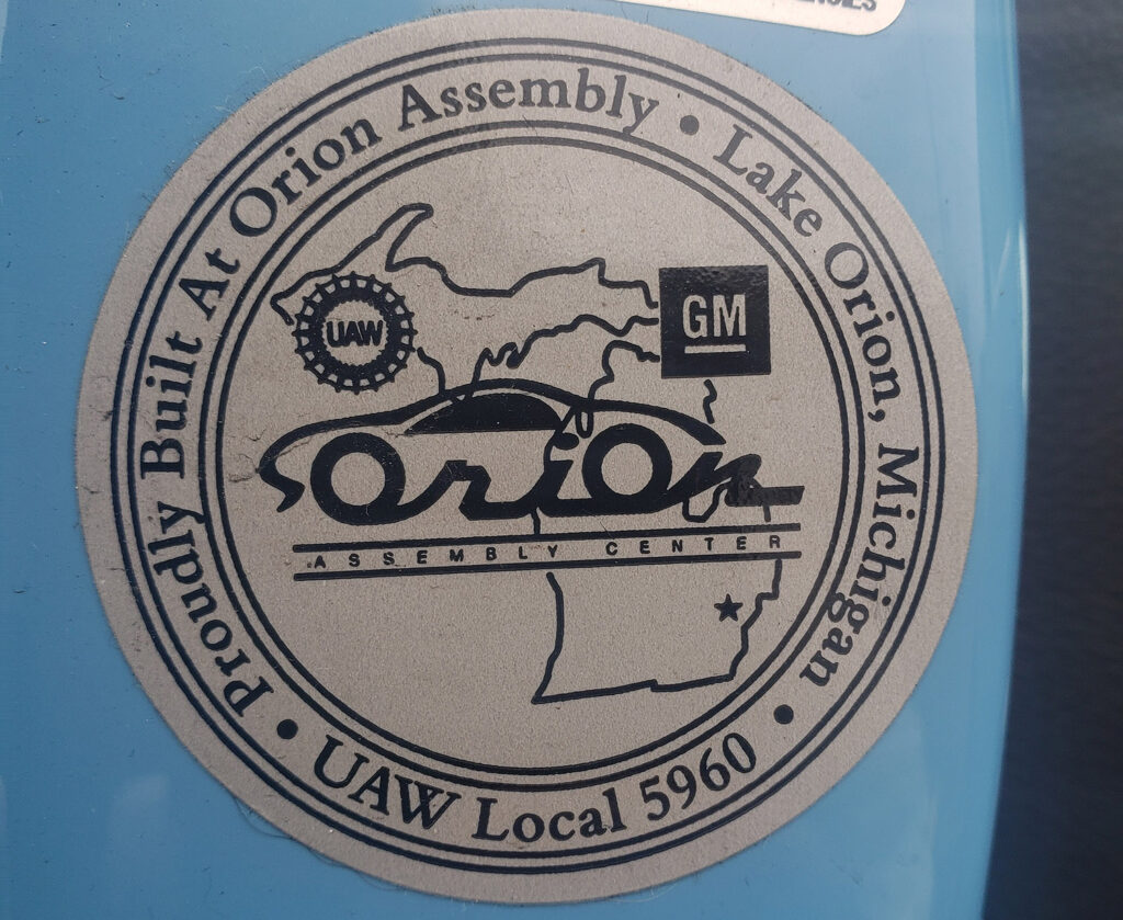 orion assembly sticker