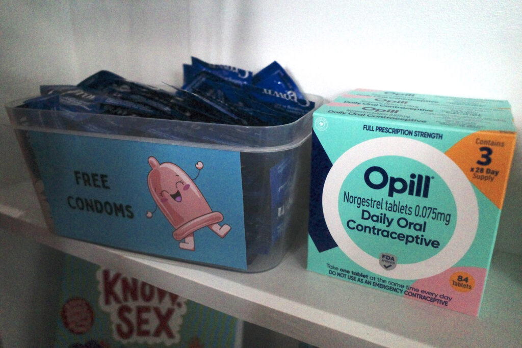 birth control products in bookstore