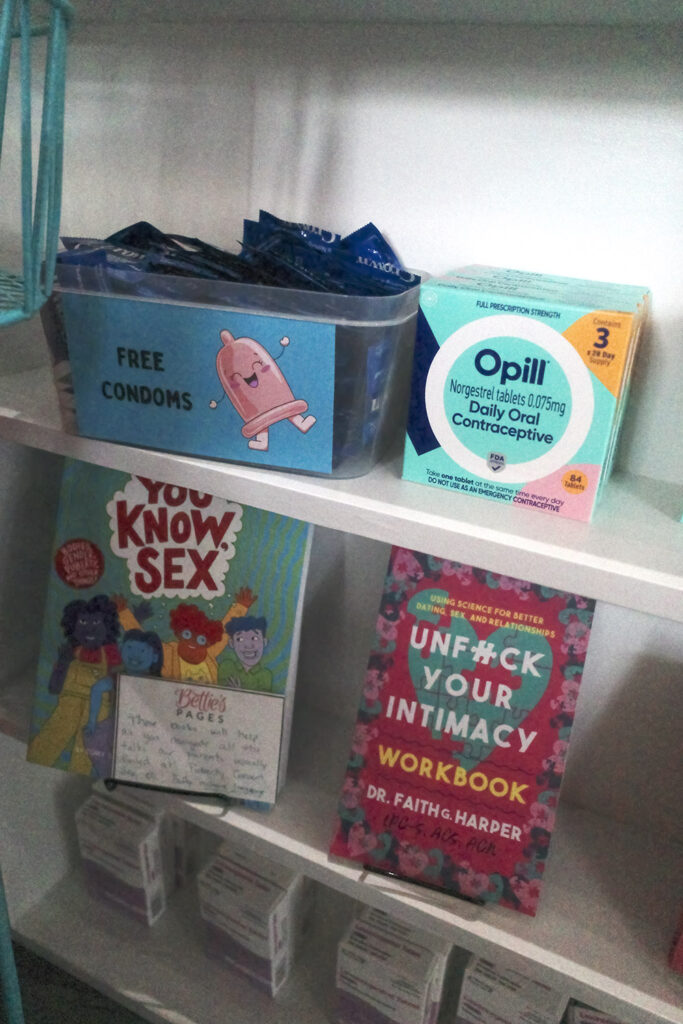 birth control products in bookstore