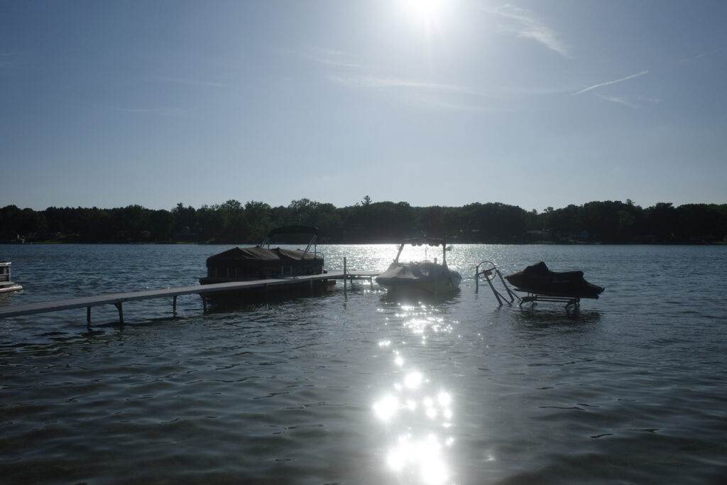 summer cottage lake scene